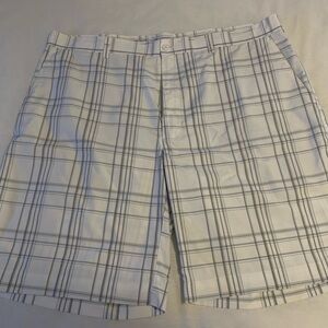 PGA Tour White and Gray Plaid Men Shorts